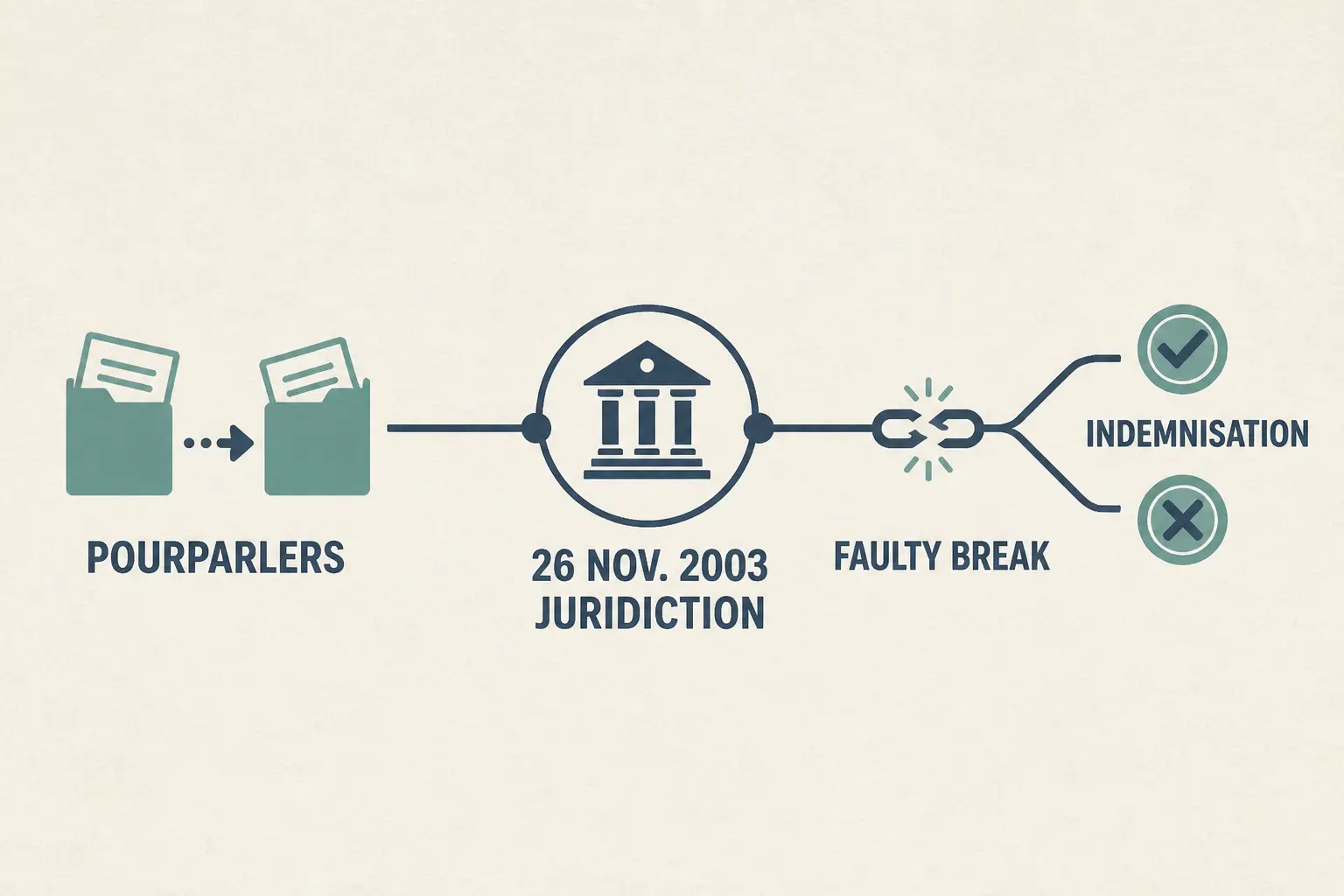Infographie juridique sur l’arret manoukian : pourparlers, 26 nov. 2003, juridiction et indemnisation.