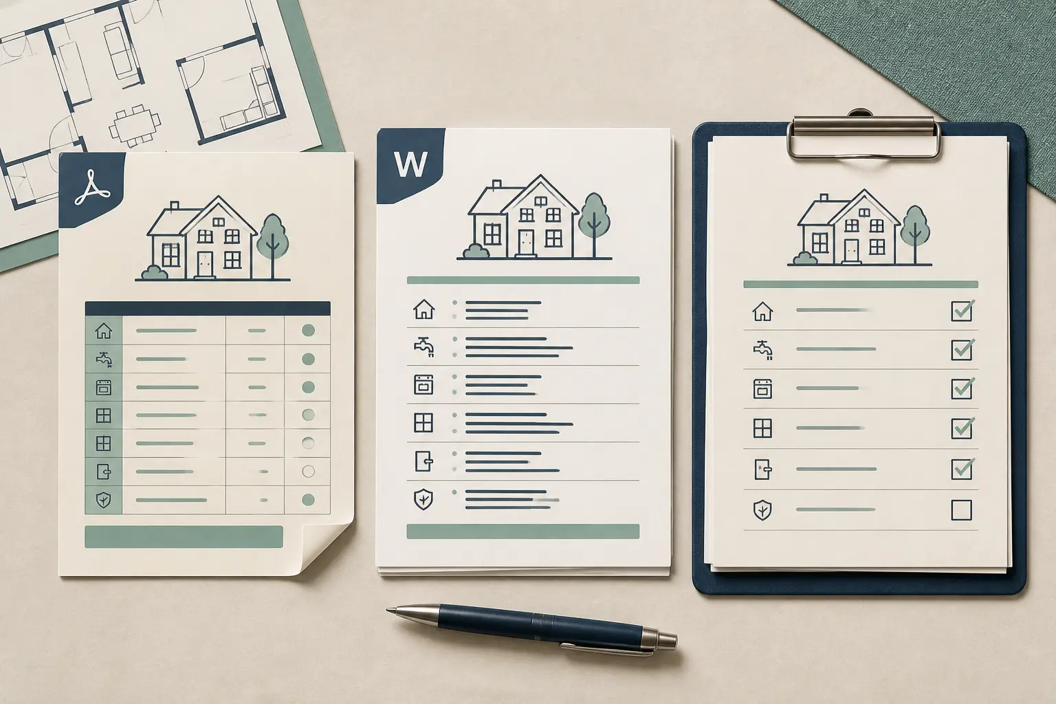 Modele etats des lieux : documents PDF, Word et checklist imprimée pour inspection locative
